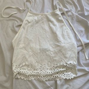 Backless halter tie crop top